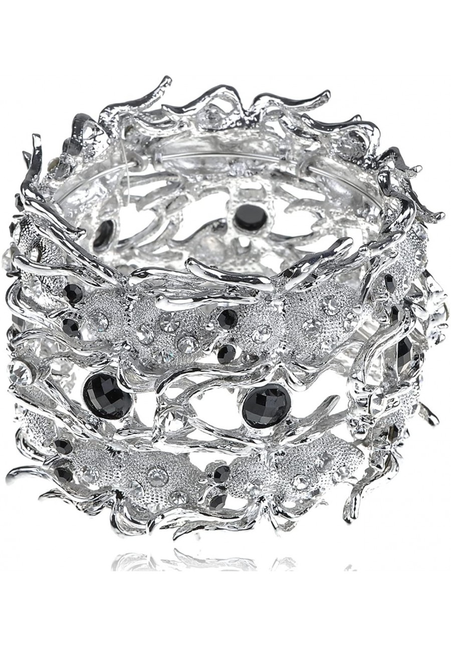 Silvery Tone Metal Crystal Rhinestone Crawling Spider Family Bracelet Bangle Cuff $18.10 Strand