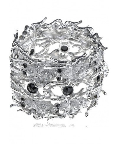 Silvery Tone Metal Crystal Rhinestone Crawling Spider Family Bracelet Bangle Cuff $18.10 Strand