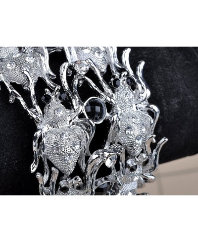 Silvery Tone Metal Crystal Rhinestone Crawling Spider Family Bracelet Bangle Cuff $18.10 Strand