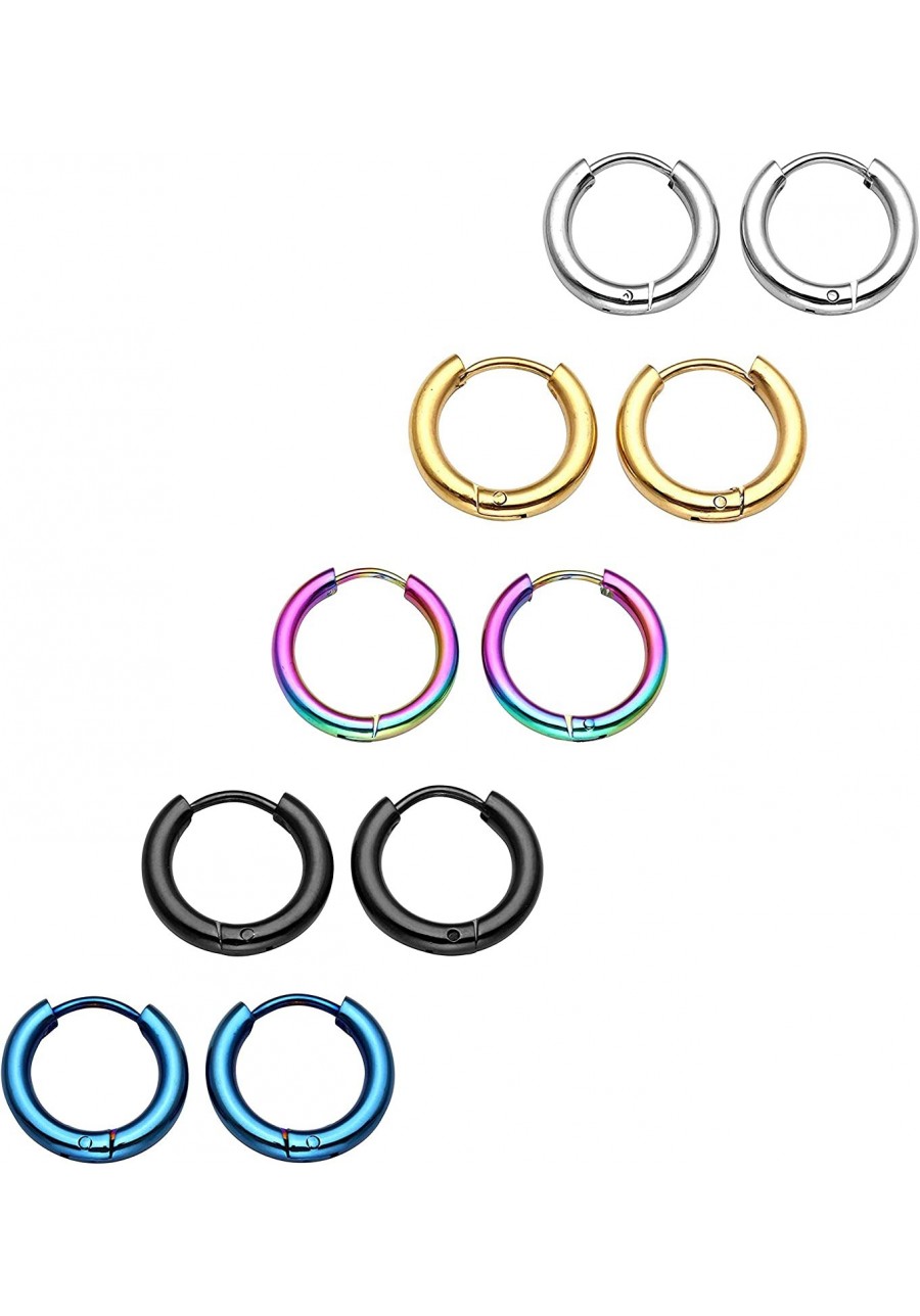 5 Pairs Stainless Steel Cartilage Hoop Earrings for Men Women Small Endless Hoop Huggie Earring 18 Gauge $17.64 Hoop