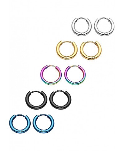 5 Pairs Stainless Steel Cartilage Hoop Earrings for Men Women Small Endless Hoop Huggie Earring 18 Gauge $17.64 Hoop