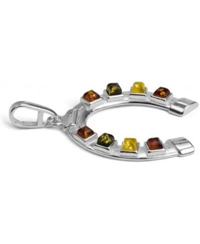 Sterling Silver Multicolor Amber Horseshoe Luck Pendant $24.34 Pendants & Coins