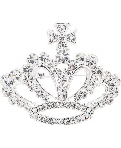 Crystal Crown Brooches Pins Rhinestone Royal Princess Safety Brooch Fashion Elegant Jewelry for Women Girl Gift Silver Plated...