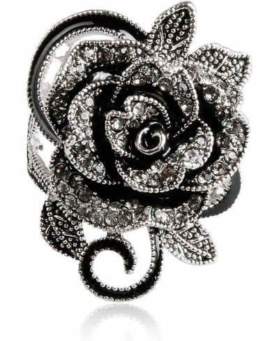 Womens Ladies Gothic Vintage Stainless Steel Big Rose Flower Band Ring $8.90 Bands