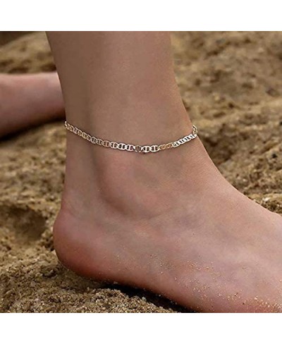 Gold Anklets Bracelet for Women Mariner Link Chain Bracelet for Teen Girls 18K Gold Plated Beach Jewelry Gifts (silver) $10.4...