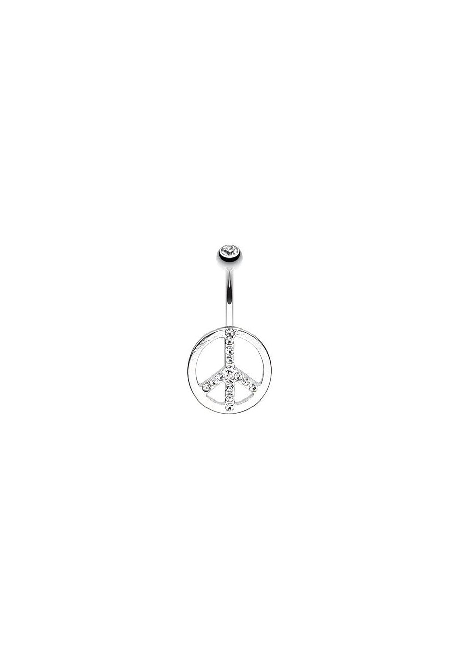 Sparkling Peace Symbol 316L Surgical Steel Belly Button Ring $12.40 Piercing Jewelry