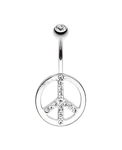 Sparkling Peace Symbol 316L Surgical Steel Belly Button Ring $12.40 Piercing Jewelry