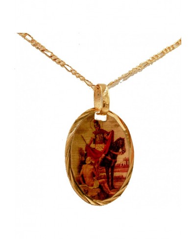 St Martin of Tours Medal - San Martin Caballero Medalla 18k Gold Plated Medal with 20 inch Chain $17.08 Pendant Necklaces