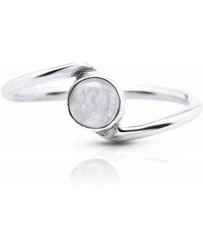 Round Moonstone Delicate Ring- 925 Sterling Silver - Ethnic Boho Chic Hand Made Jewelry - Fashionable and Stylish for Girls a...