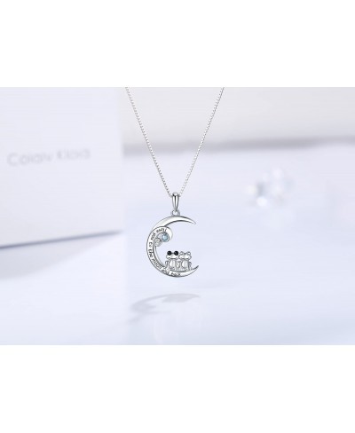 925 Sterling Silver Pig/Koala/Frog/Cat Horse Necklace I Love You to the Moon and Back Cute Animal Love Heart Moon Pendant Nec...