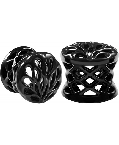 Pair of Black Alloy Double Flared Saddle Piercing Jewelry Earring Stretcher Ear Flesh Tunnel Lobe Plugs $22.39 Piercing Jewelry