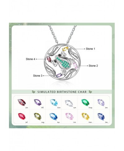 Personalized Frog Necklace for Women with 1-4 Birthstones Cute Animal Pendant Necklace for Wife Girlfriends Daughter Frog Gif...