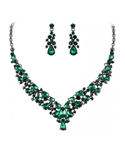 Women's Crystal Wedding Bridal Teardrop Cluster Necklace Earrings Jewelry Set $17.20 Jewelry Sets