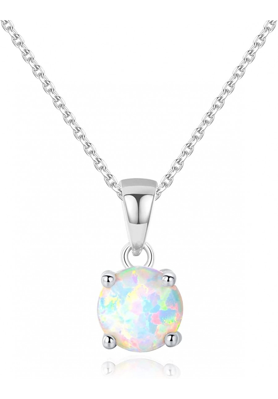 925 Sterling Silver Opal Necklace Opal Pendant Necklace Opal Choker Hypoallergenic Jewelry for Sensitive Skin for Women for G...