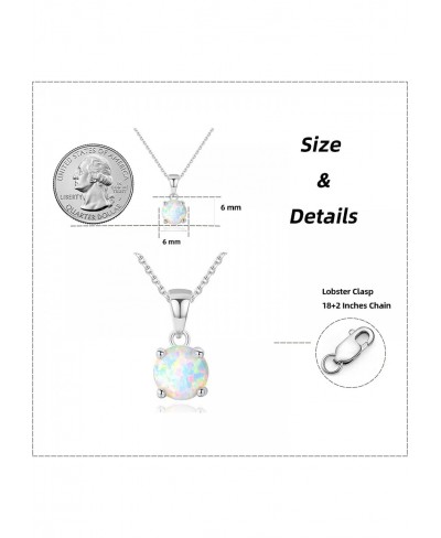 925 Sterling Silver Opal Necklace Opal Pendant Necklace Opal Choker Hypoallergenic Jewelry for Sensitive Skin for Women for G...