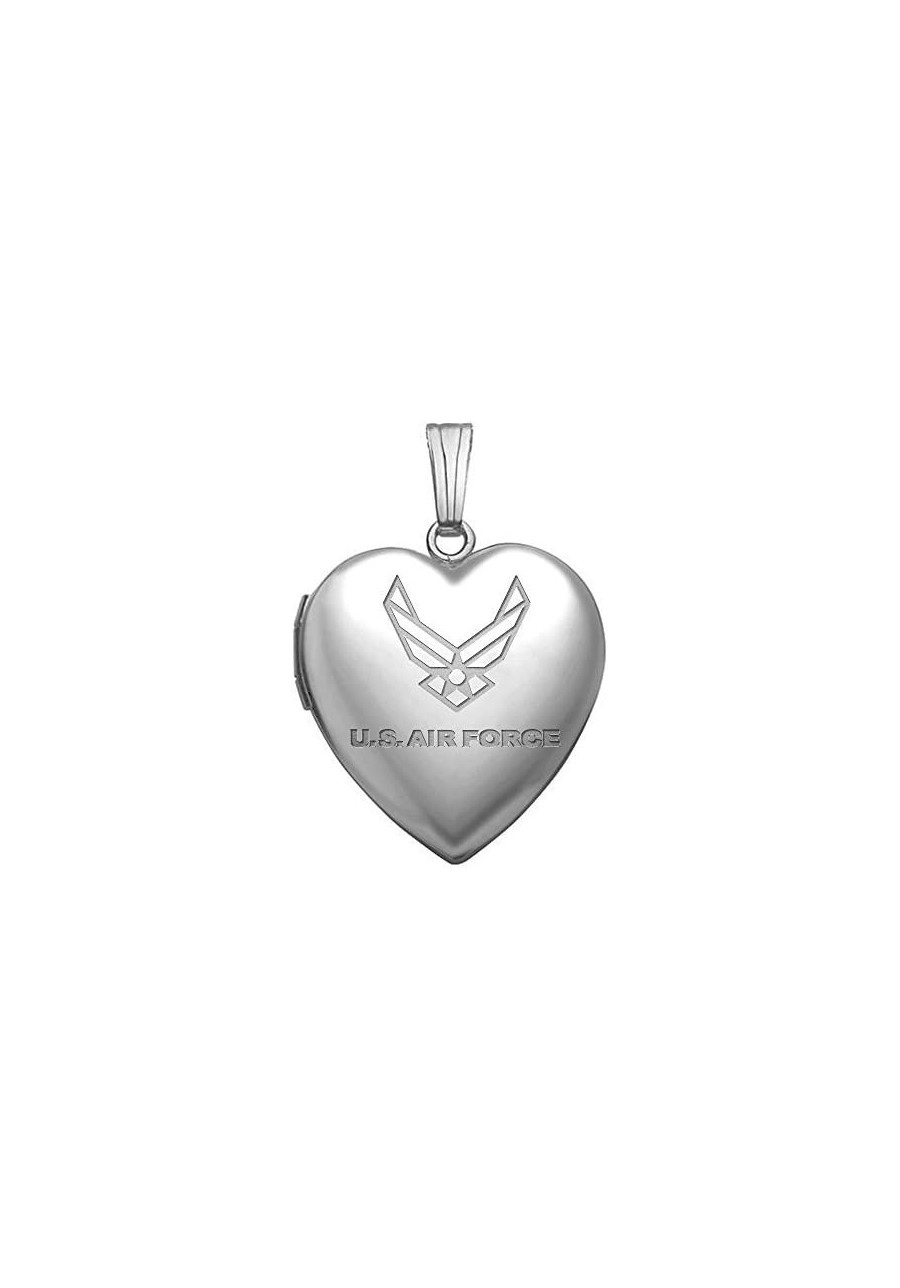 Sterling Silver Air Force Heart Locket Pendant Necklace 3/4 Inch X 3/4 Inch $38.91 Lockets