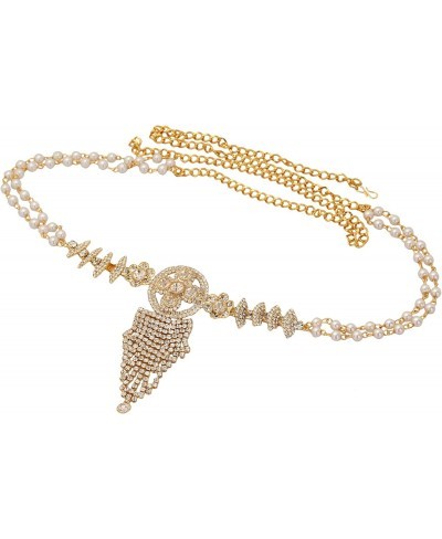 Women's Ethnic Collection Stone Pearl Saree Waist Belt Kamarbandh Golden $25.33 Body Chains