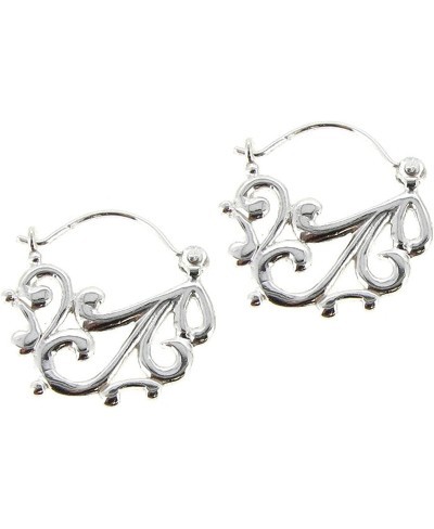 Sterling Silver Filigree Flower Clutchless Hoop Earrings $21.72 Hoop