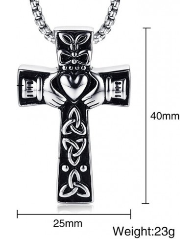 Retro Vintage Stainless Steel Celtic Knot Claddagh Jesus Cross Heart Pendant Necklace $8.38 Pendant Necklaces