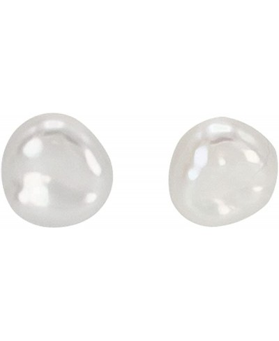 .925 Sterling Silver Freshwater White Keshi Cultured Pearl Earrings for Women 8-9mm Baroque Pearls High Luster Stud Jewelry E...