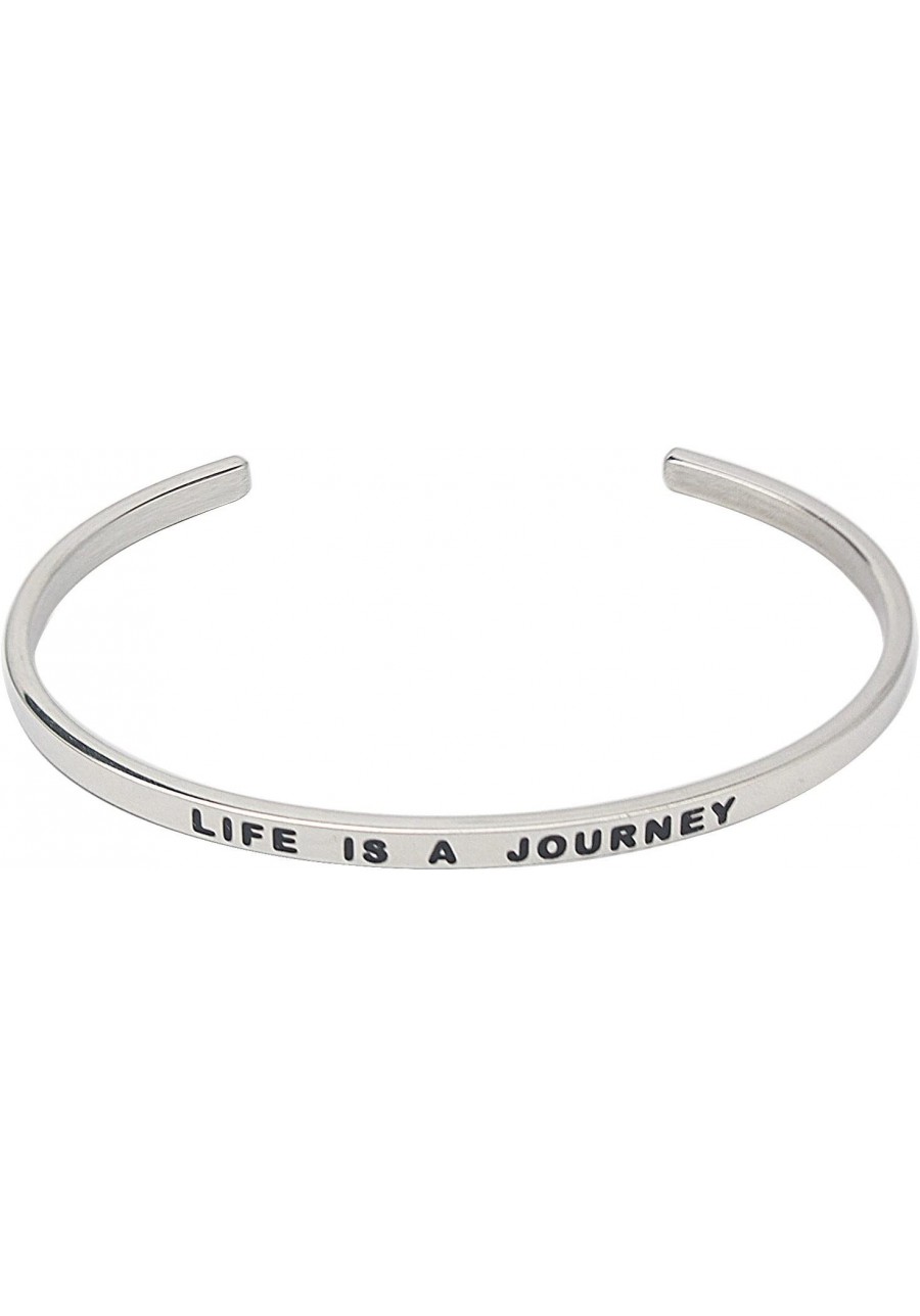 Stainless Steel Silver Inspirational Cuff Bangle Bracelets Engraving Text for Women Ladies 4mm $11.55 Cuff