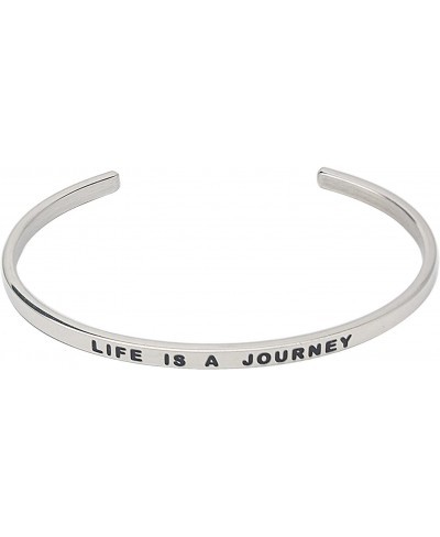 Stainless Steel Silver Inspirational Cuff Bangle Bracelets Engraving Text for Women Ladies 4mm $11.55 Cuff