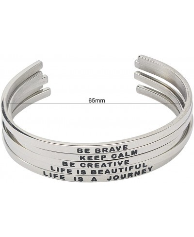 Stainless Steel Silver Inspirational Cuff Bangle Bracelets Engraving Text for Women Ladies 4mm $11.55 Cuff