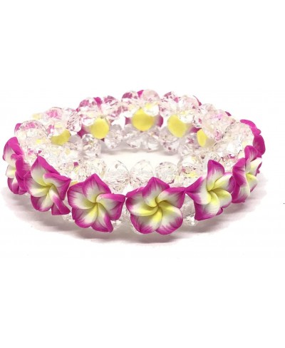 Hawaiian Pink Plumeria Flower Bead Elastic Bracelet $14.45 Stretch