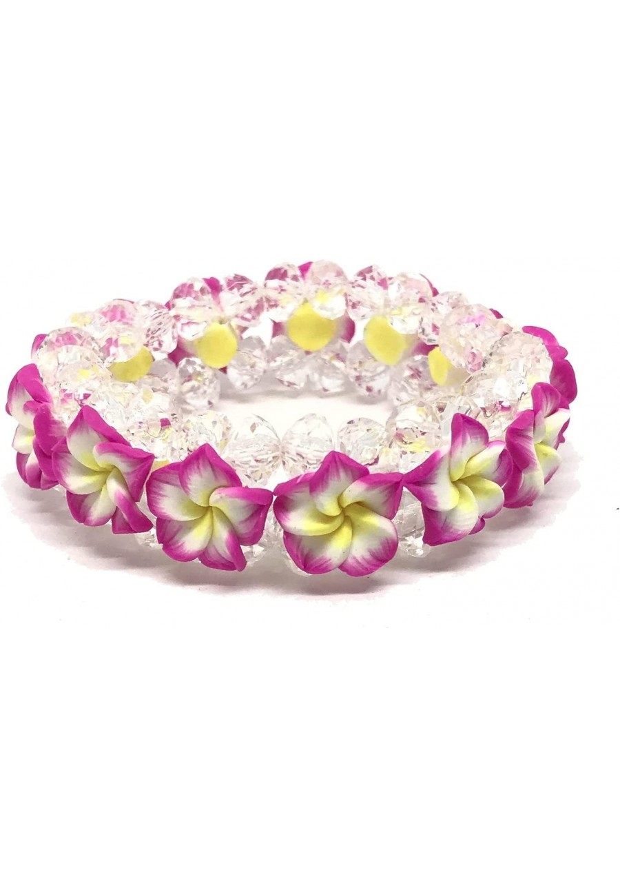 Hawaiian Pink Plumeria Flower Bead Elastic Bracelet $14.45 Stretch