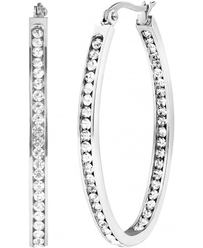 1-1/2" Oval Inside/Outside Hoop Earrings $16.81 Hoop