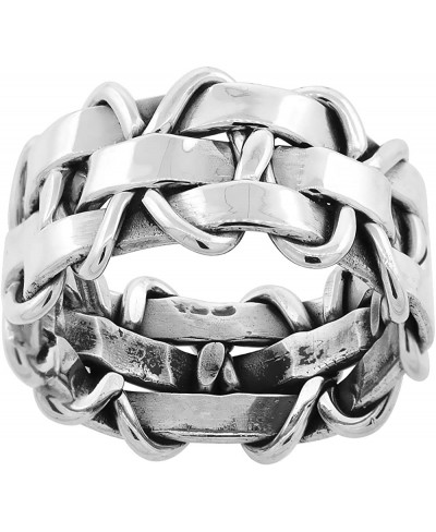 Sterling Silver Basket Weave Ring for Men & Women Handmade 3/8 inch Wide $27.52 Bands