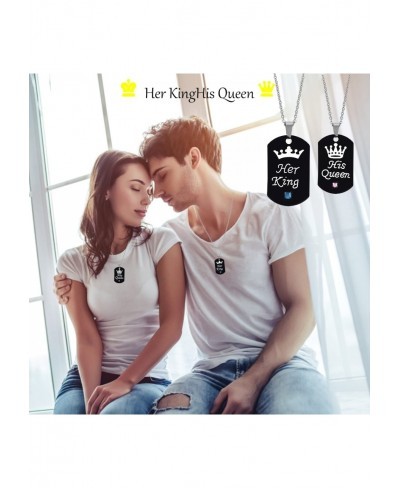 8 Pieces His Queen Her King Couple Necklace Bracelet Set I Love You Pendant Necklaces Crown Pendant Necklaces Matching Bracel...