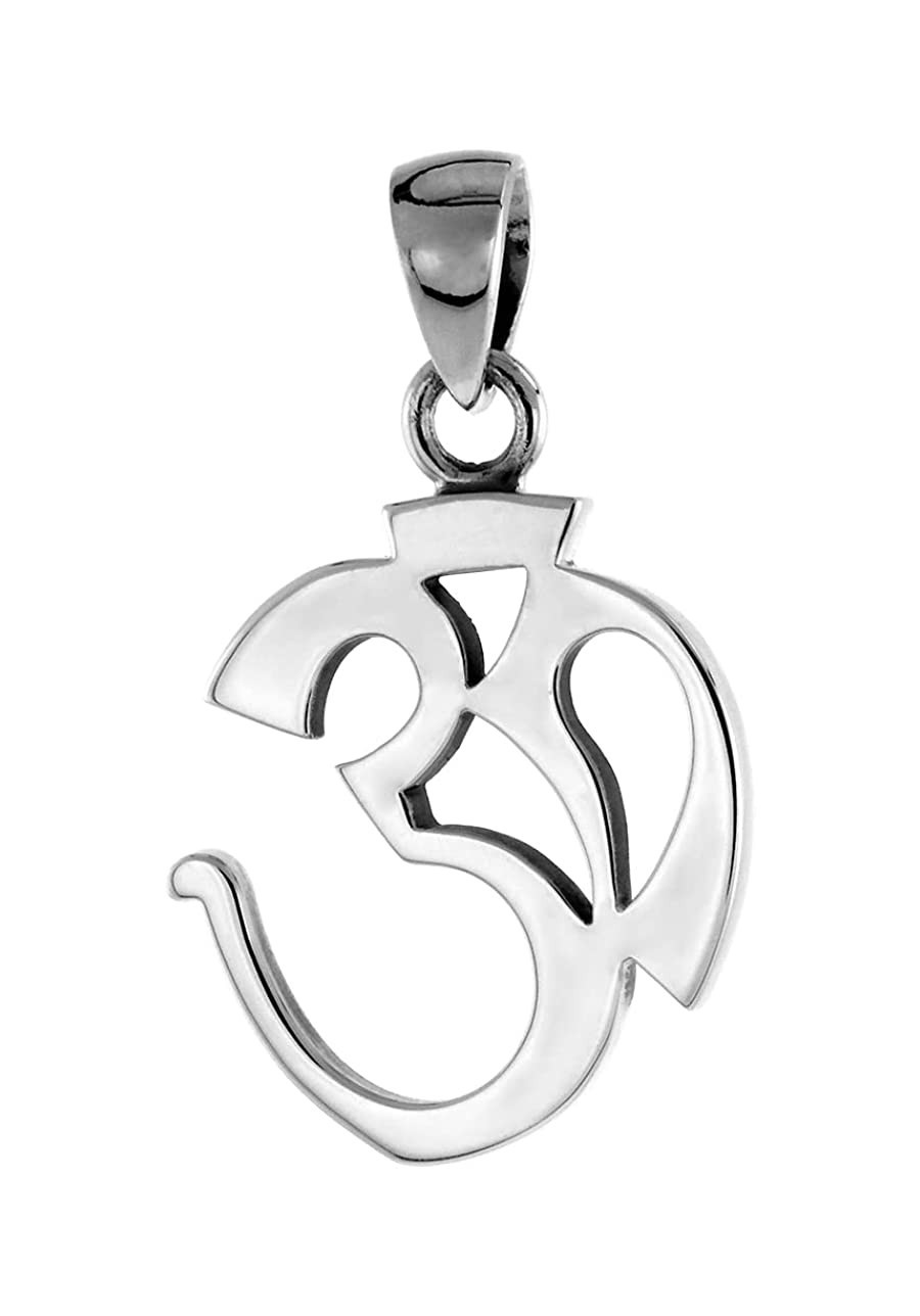 1 inch Sterling Silver OM Aum Omkara Necklace Diamond-Cut Oxidized finish available with or without chain $31.13 Pendants & C...