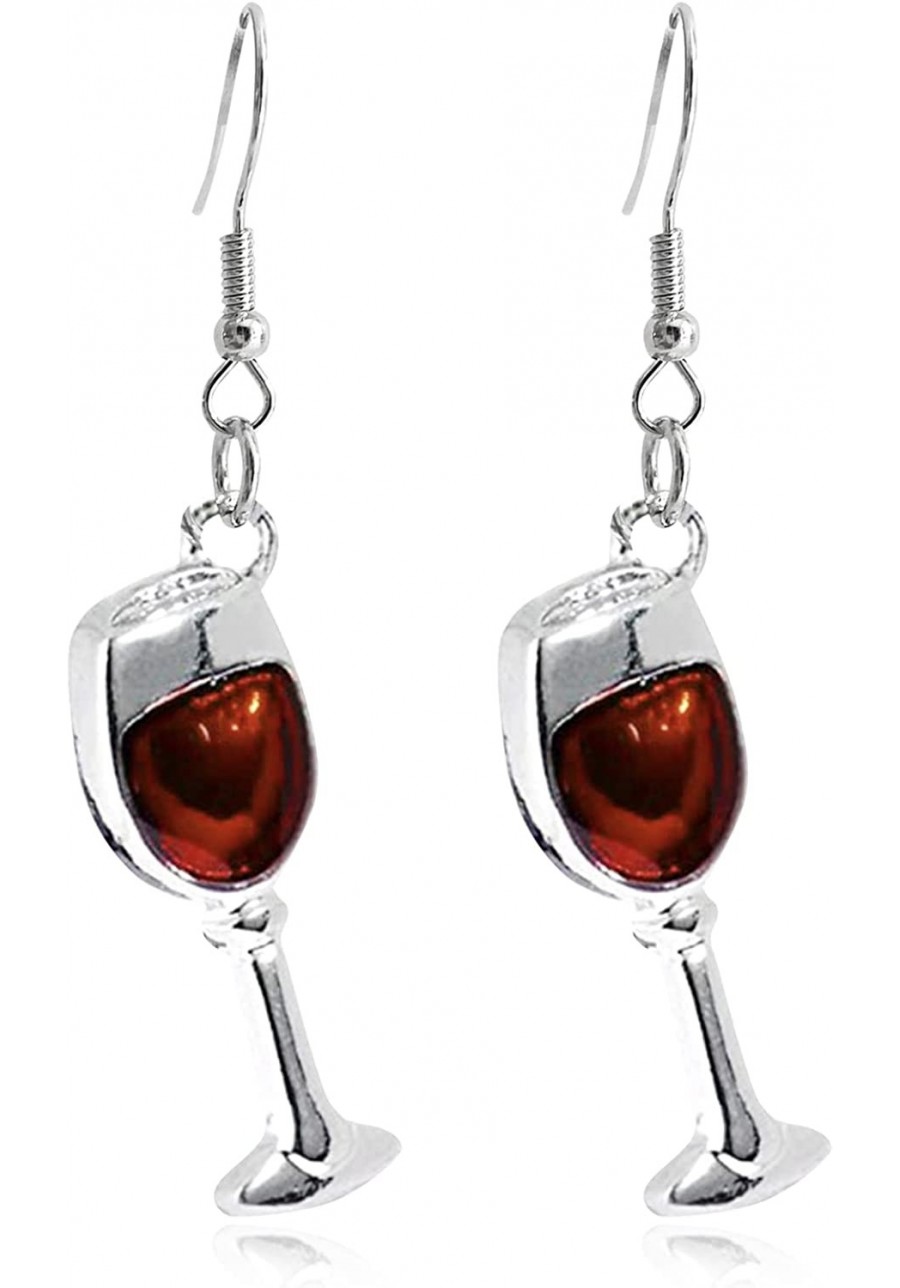 Unique Chic Handmade Elegant Red Wine Glass Dangle Drop Earrings for Women Girls Statement Jewelry Gifts $7.94 Drop & Dangle