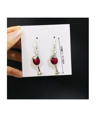 Unique Chic Handmade Elegant Red Wine Glass Dangle Drop Earrings for Women Girls Statement Jewelry Gifts $7.94 Drop & Dangle