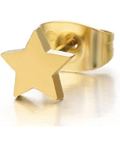 Pair Gold Color Moon and Star Stainless Steel Plain Stud Earrings for Women and $10.61 Stud