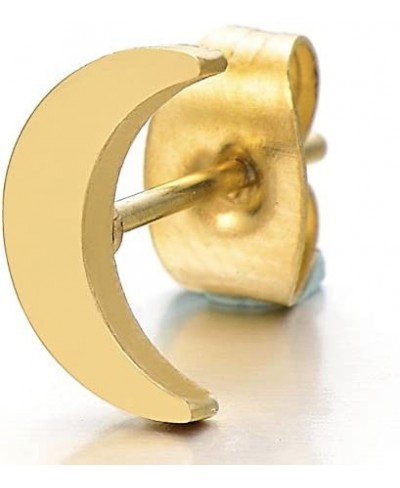 Pair Gold Color Moon and Star Stainless Steel Plain Stud Earrings for Women and $10.61 Stud