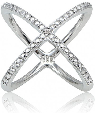 Sterling Silver Diamond Accented Criss-Cross X Crossover Ring $33.71 Statement