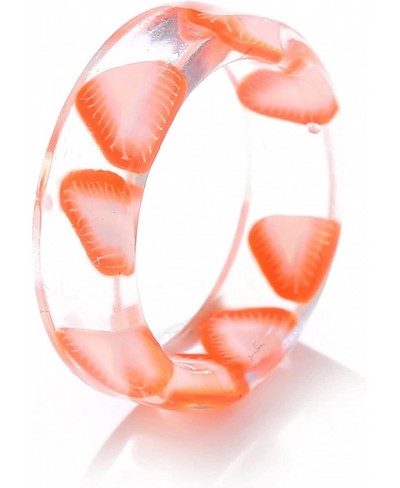 Colorful Fruits Acrylic Resin Chunky Rings for Women Trendy Plastic and Transparent Stacking Rings Cute Square Finger Rings J...