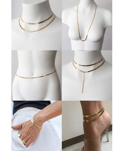 Gold Body Chains for Women Sexy Gold Waist Chain Gold Herringbone Necklace for Women 18k Gold Plated Stainless Steel Belly Ch...