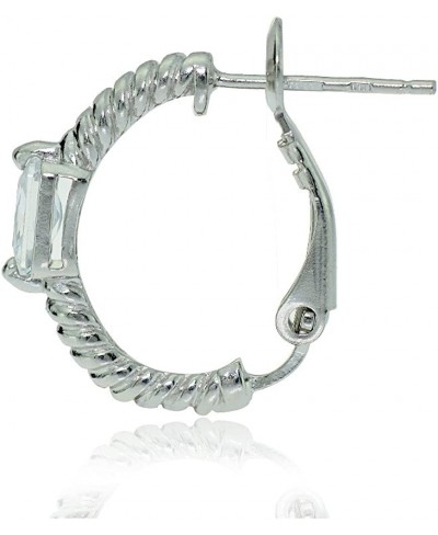 Sterling Silver Cubic Zirconia Rectangle Oval J-Hoop Earrings $20.87 Hoop