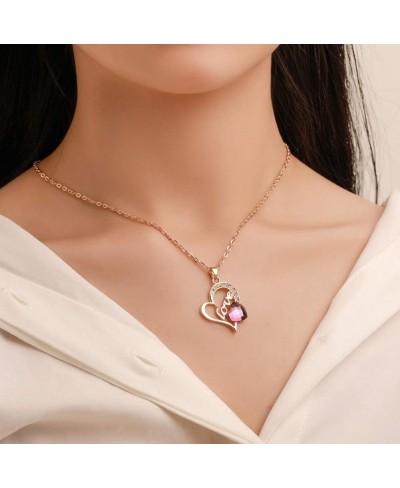 Love Heart Pendant Necklace Rhinestone Inlaid Earrings Ring Women Jewelry Set Unique Temperament Ring $8.20 Jewelry Sets