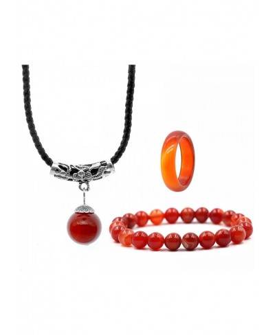 Carnelian Crystal Necklace for Women Men Healing lucky Red Carnelian Rings 8mm Relieve Anxiety Gemstone Bracelet for Root Cha...