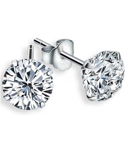 925 Sterling Silver Crystals White Brilliant Cut Round Stud Earrings 6 mm for Women $14.76 Stud