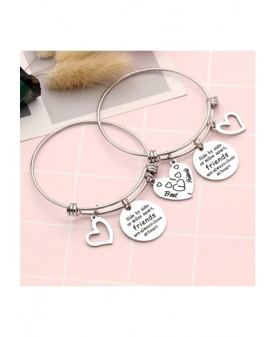 Charm Expandable Best Friend Bangles Bracelets for 2 Women Teen Girls Side by Side or Miles Friends are Always Close at Heart...