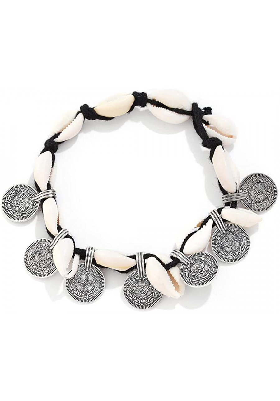 Bohe Shell Anklet White Coin Adjustable Ankle Bracelets Beach Summer Anklets Chain Jewelry for Women and Girls $9.39 Anklets