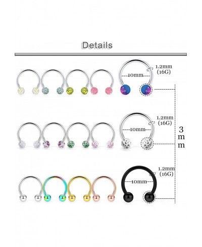 16G Surgical Steel Septum Rings Piercing Jewelry Nose Hoop Ring Horseshoe Cartilage Helix Tragus Daith Rook Earring Hoop Eyeb...