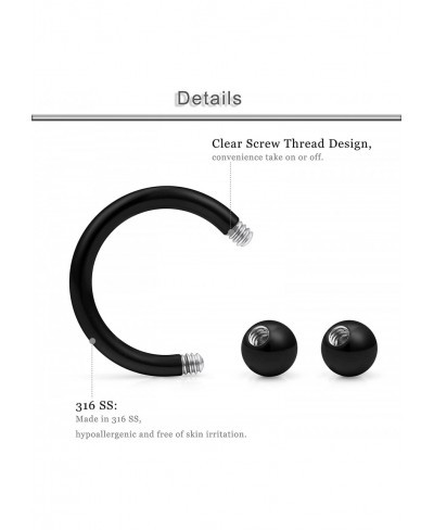 16G Surgical Steel Septum Rings Piercing Jewelry Nose Hoop Ring Horseshoe Cartilage Helix Tragus Daith Rook Earring Hoop Eyeb...