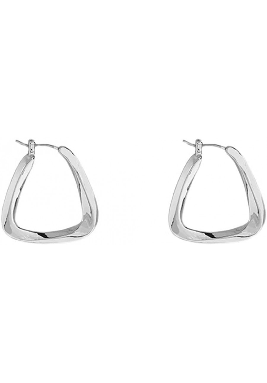 Geometric Minimalism Hoop Earrings 14K Gold Plated Hypoallergenic Sterling Silver Earrings Fashion Triangle Huggie Hoop Earri...