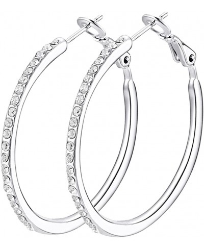 Hoop Earrings Cubic Zirconia White Gold Plated Rhinestone Hoop Earrings for Women Girls Jewelry Earrings $12.25 Hoop